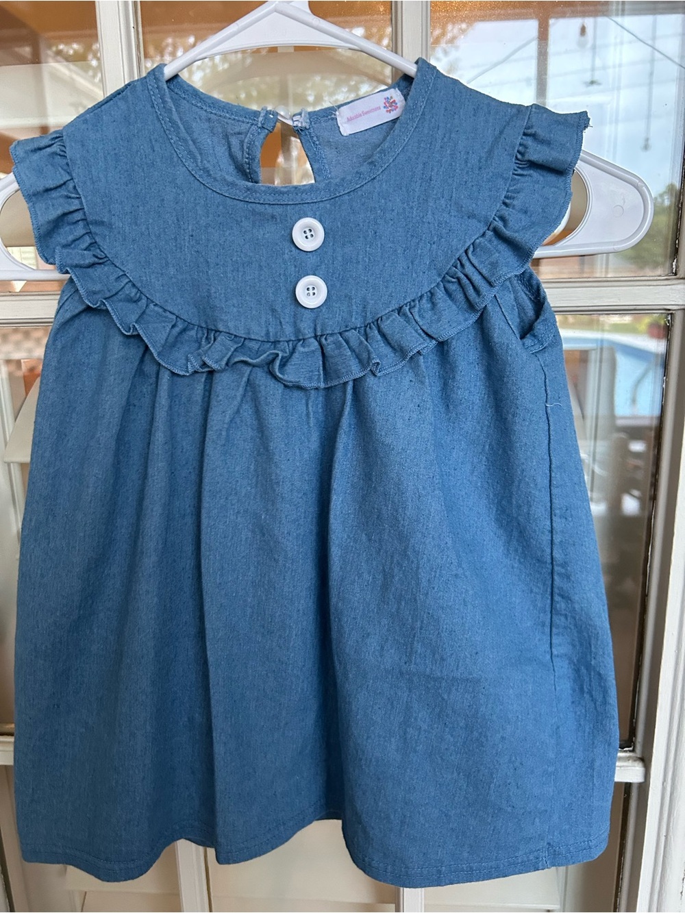 Girls Blue Ruffle Yoke Top with Matching Shorts